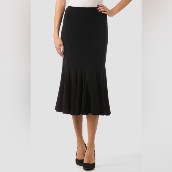 Joseph Ribkoff Black A Line Midi Skirt, Fitted Waist With Elegant Pleats, US 8 - Picture 1 of 13
